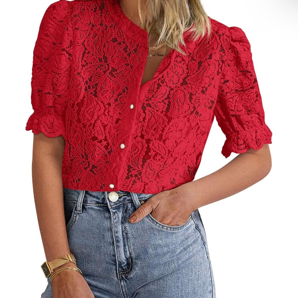 Size Medium Red Lace Top